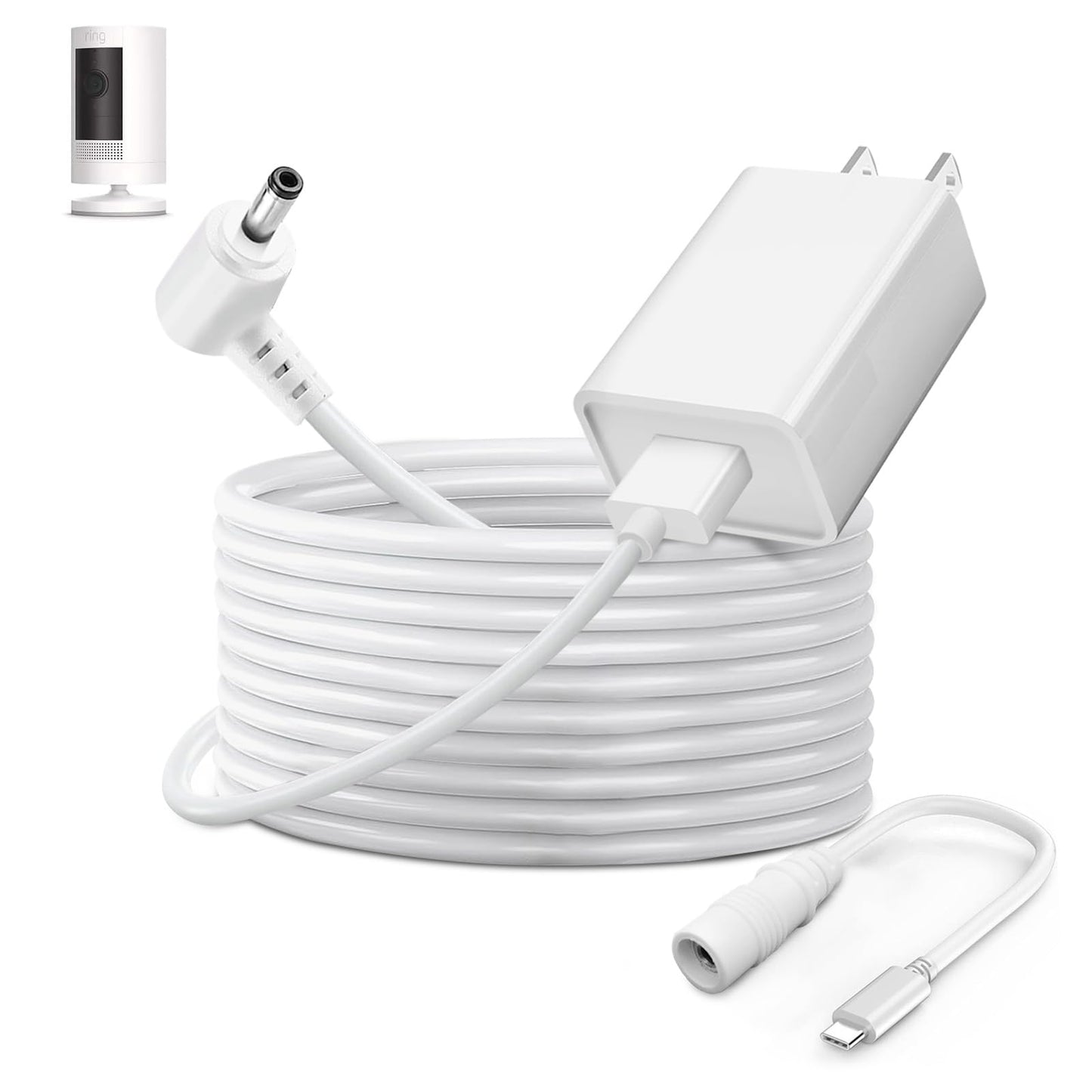 Power Adapter Charger Cord Compatible with Ring Stick Up Cam Battery/Plug-in 3rd Gen/2nd Gen & Ring Pan Tilt Stick Up Camera, Indoor/Outdoor