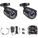 ZOSI 2 Pack 1080P 2MP HD TVI Bullet Security Cameras for Outdoor Indoor Surveillance,80ft Night Vision,Weatherproof,Compatibility with 720P,1080P,5MP