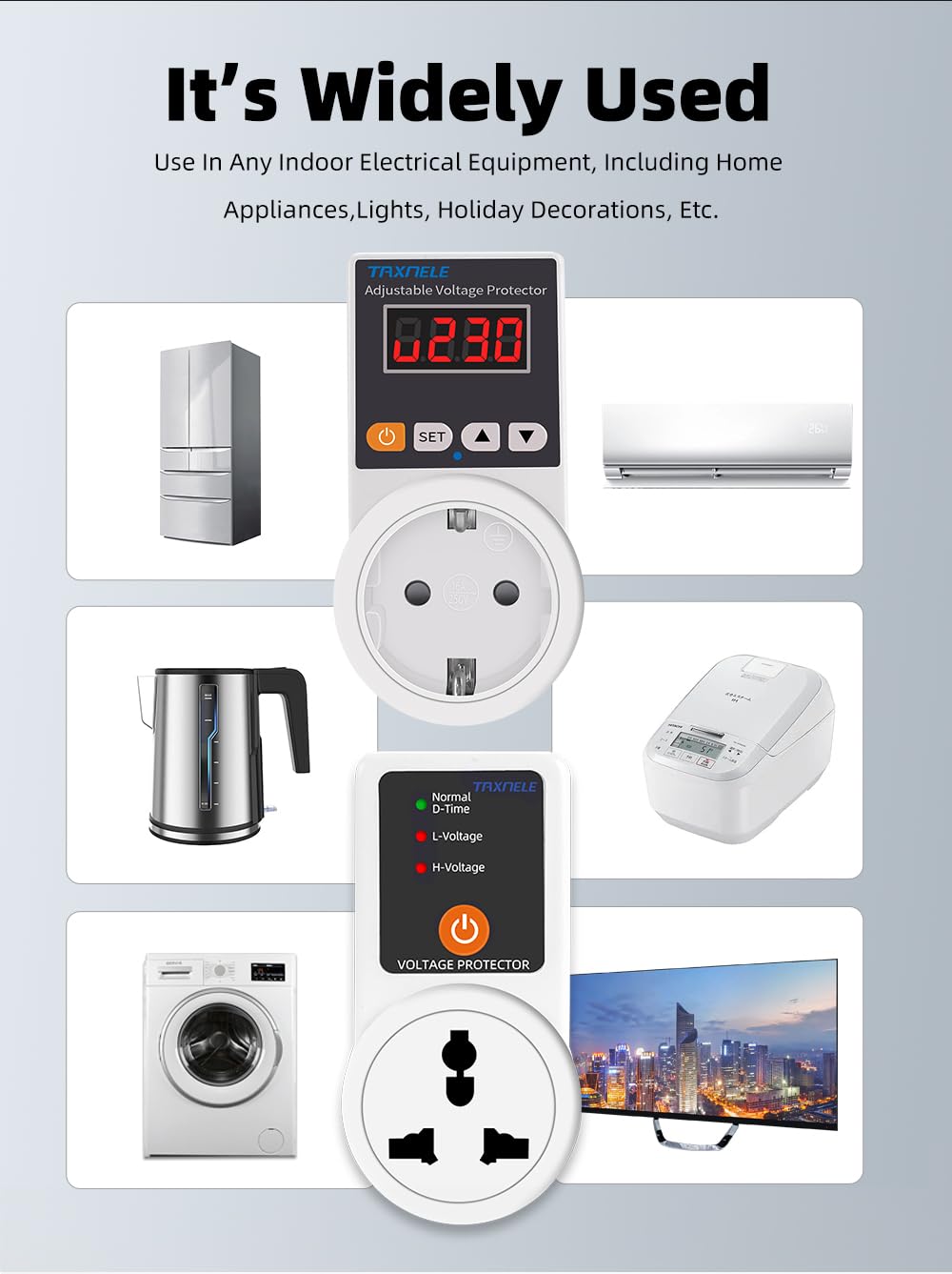 AC 220V 16A Automatic Adjustable Voltage Surge Protector Socket Power Safe Protector (Universal/UK/US/EU Plug) (Universal with Display), Default