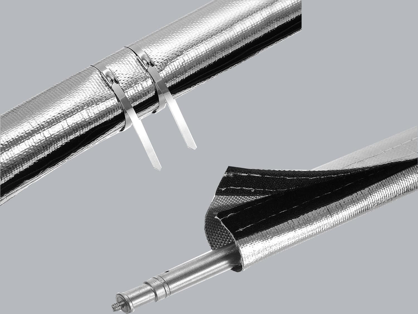 Automotive Heat Shield Sleeve, 3/4" x10 Ft Aluminized Sleeving for Engine Bay, Exhaust Hose & Wiring | High Temp Protection with Hook & Loop |