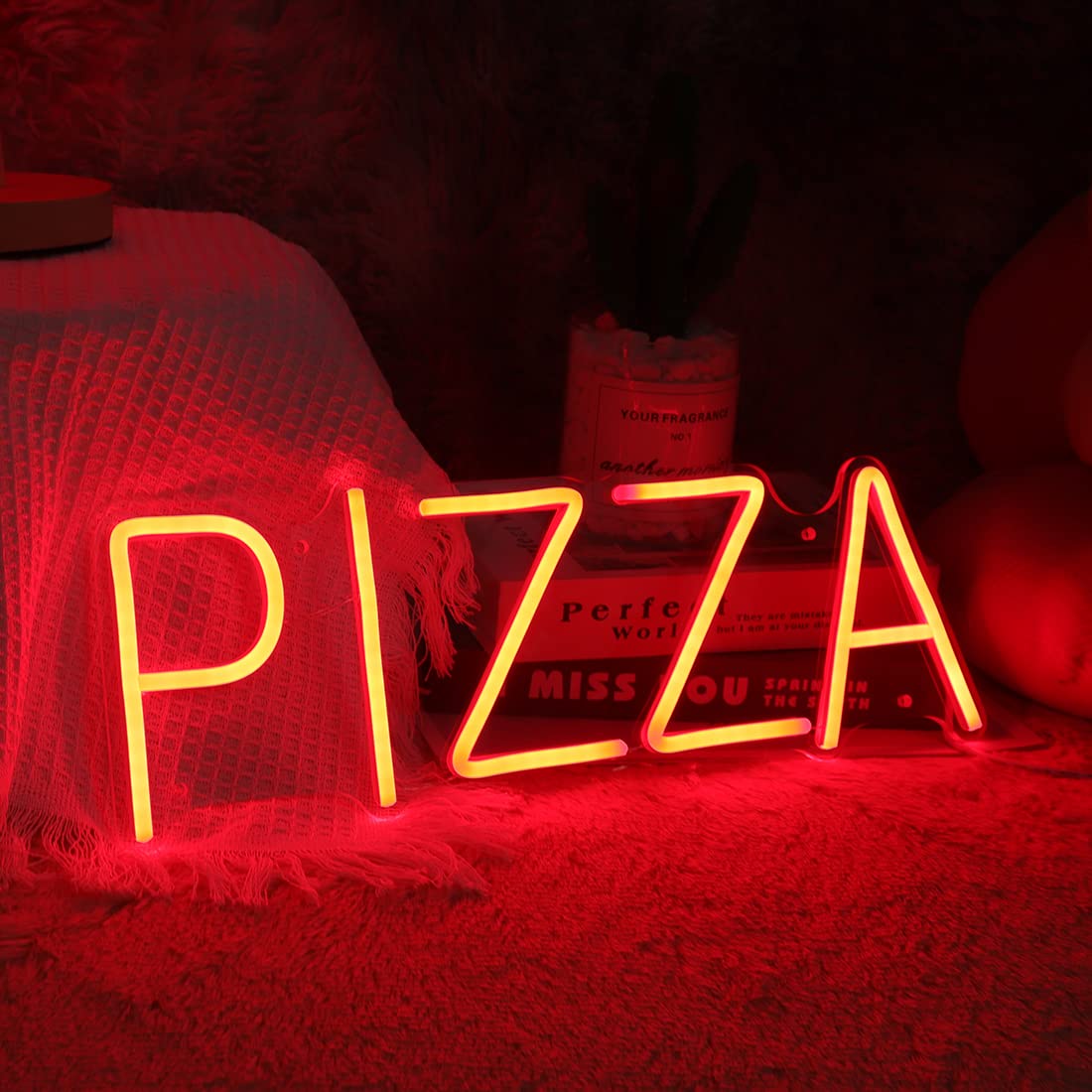 Planzo PIZZA Neon Sign Light for Restaurant Coffee Shop Bar Pub Business Store Advertising Window Display LED Pizza Sign Kitchen Bedroom Kid Room Home