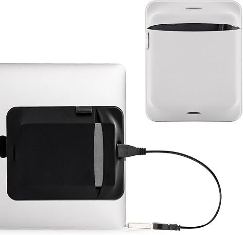 2 Pack Portable External Hard Drive Holder, Reusable Adhesive HDD Pouch Sleeve with Secure Flap & Cable Hole, Laptop Hard Drive Protective Case, 5.9 x