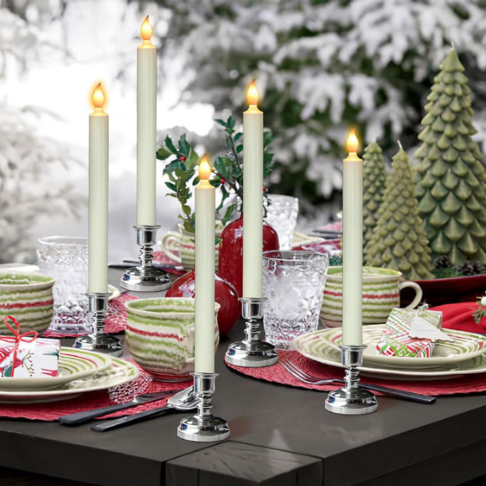 DRomance Flameless Window Candles with Remote and Timer, Battery Operated LED Taper Candles with Suction Cups Set of 6 Christmas Window Candle Holiday