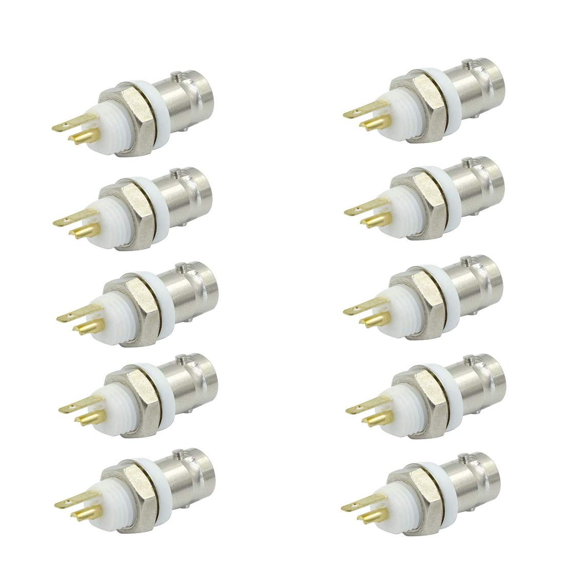 bnafes BNC Chassis Panel Mount Socket Female Jack Solder Type Connectors Adapter - (10 Pcs)