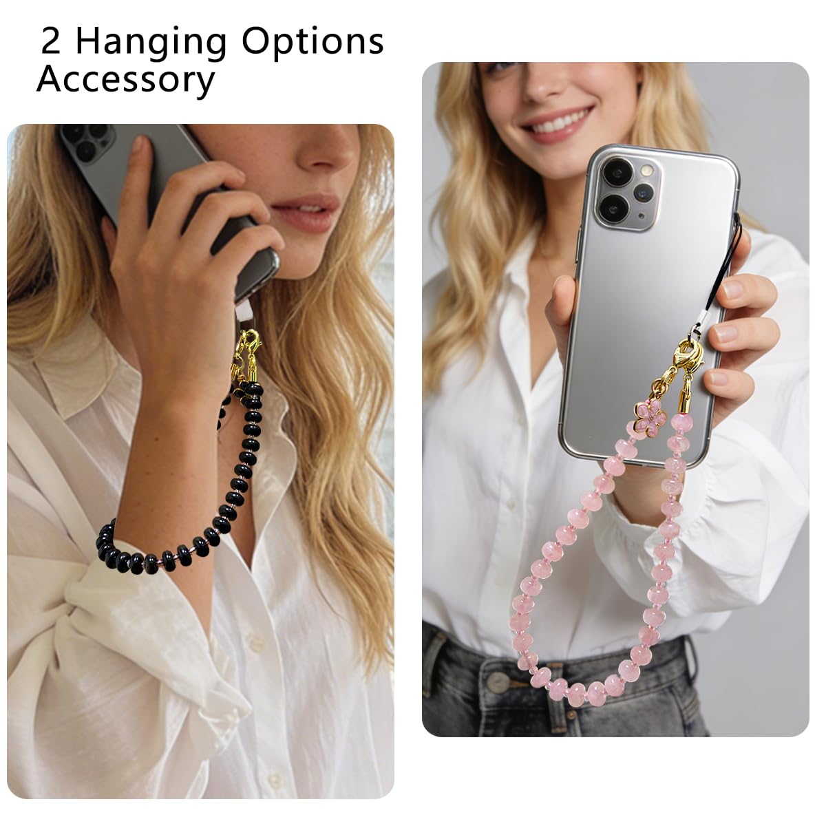 VICHUNHO Beaded Phone Wrist Strap, Cellphone Lanyard with Tether Tab, Cute Cell Phone Wristlet Bracelet for Women Girls