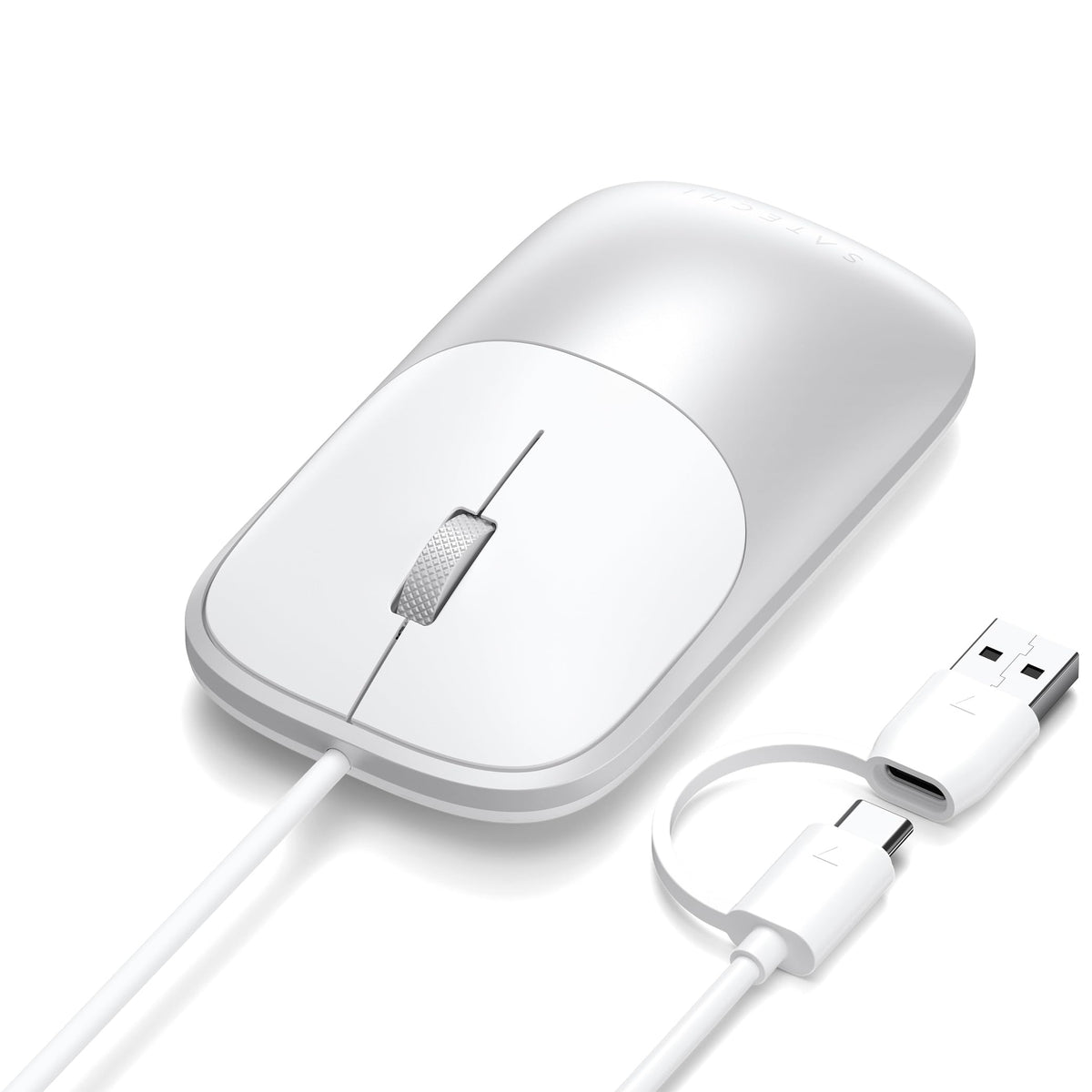 Satechi Slim LX Wired Mouse, Aluminum USB-C Design, Silver