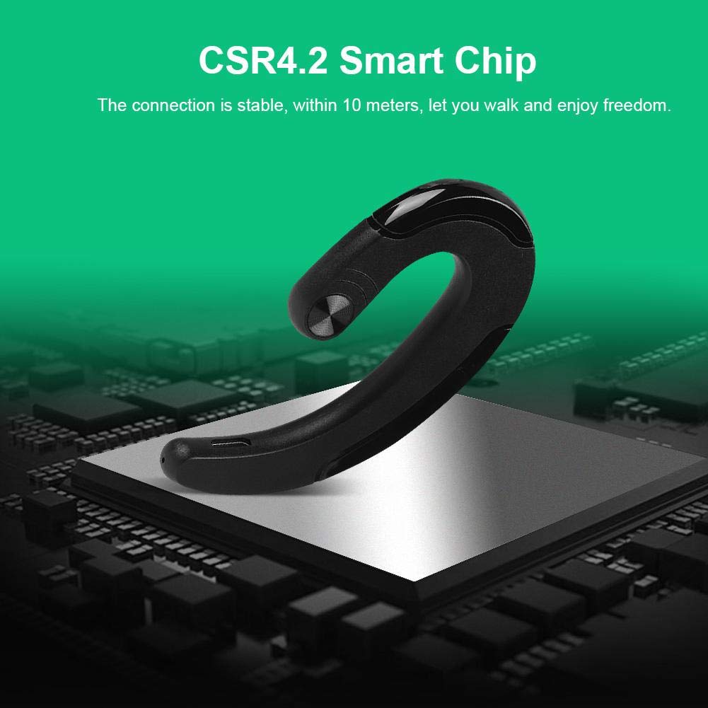 Bluetooth Headset Ear-Hook Earphone Stereo Noise Reduction HD Sound Bluetooth Headphones with Microphone(Black)