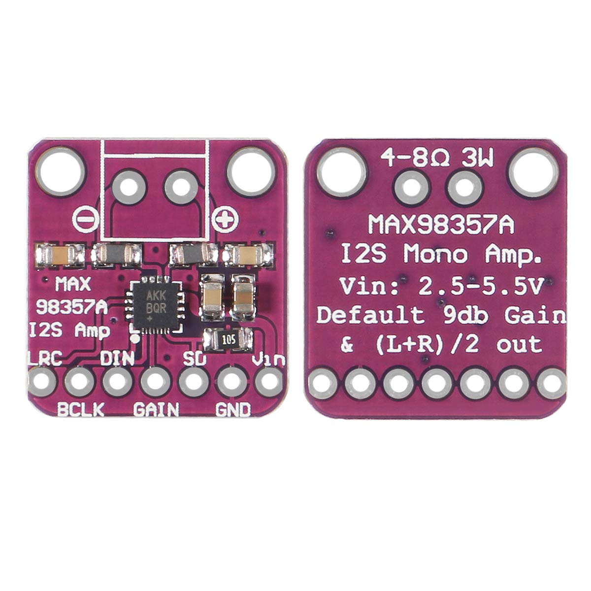 AITRIP 3 PCS MAX98357 Audio Power Amplifier Module I2S Class D Filterless Audio Amplifiers Board for Arduino, Raspberry Pi, ESP32 (No Welding)