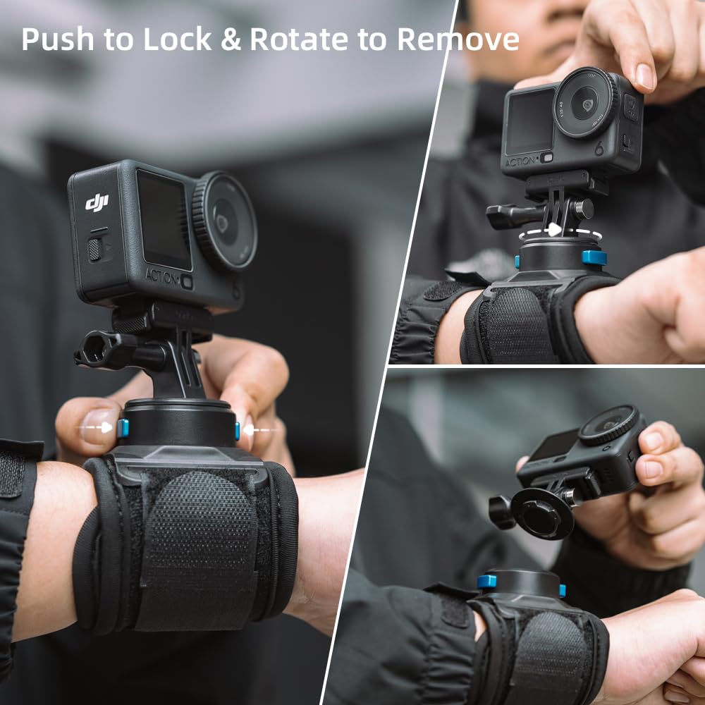 SUREWO Magnetic Quick Release Wrist Strap Mount Compatible with Go Pro Hero 13/12/11/10/9/8/7//6/5 Black,DJI Osmo Action 6/5Pro/4/3/2,Insta 360 ONE