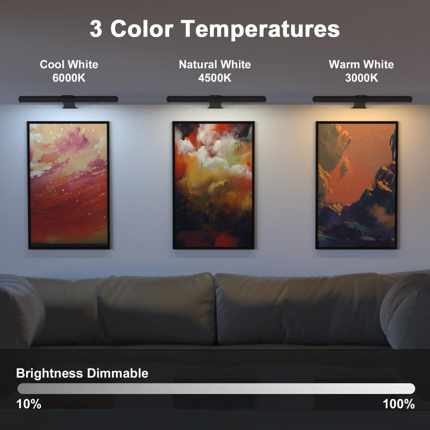 Starxing Picture Light with Remote, Wireless Battery Painting Light with 3 Lighting Colors, 4400mAh Rechargeable Art Light Display Lamp, Dimmable