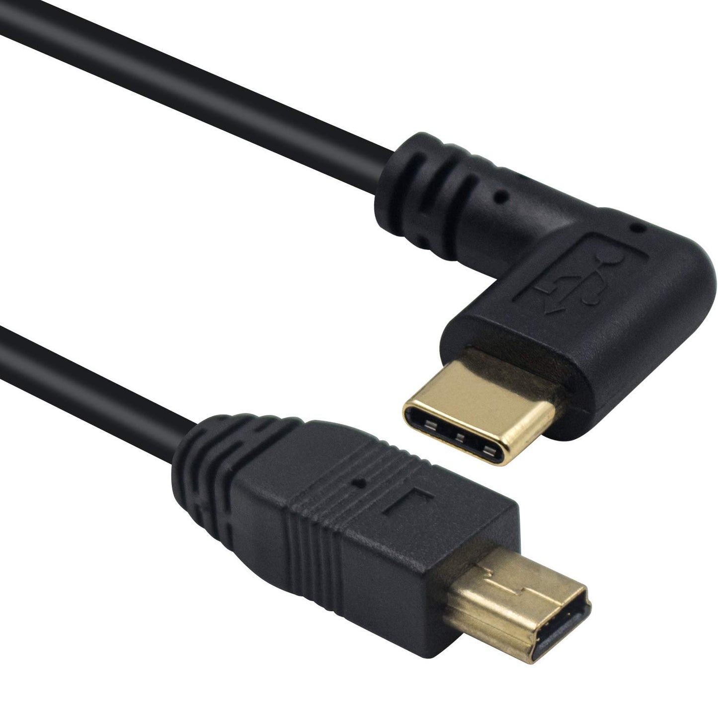Duttek Mini USB to USB C Cable, Right Angled USB C to Mini USB Male to Male Converter Cable Cord for Digital Camera and More 10inch/26cm