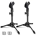 Mictop 2 Pack Desktop Mic Stand, Portable Foldable Tripod with Mic Clip Holder, Adjustable Microphone Stand For Dynamic Microphone.