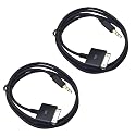 2 PCS Stereo 3.5mm AUX Input to 30-Pin Male Dock Universal Connector Cable Adapter for iPod/iPhone/iPad (4.9 FT, Black)
