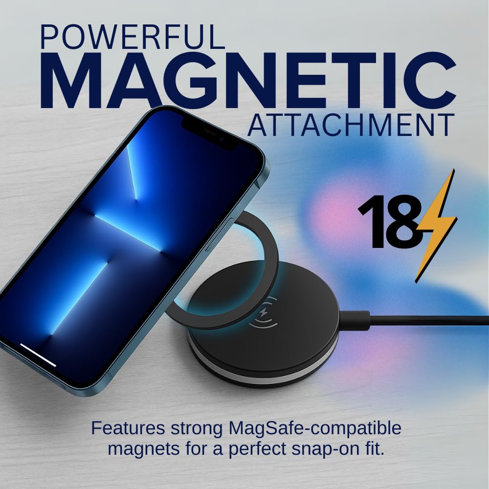 Ultimaxx Magnetic Fast Charger, Qi Wireless USB Charging Pad for iPhone 15/14/13/12/SE/11/X/8, Samsung S23/S22/S21/S20, Flip-Out Module, Car Vent