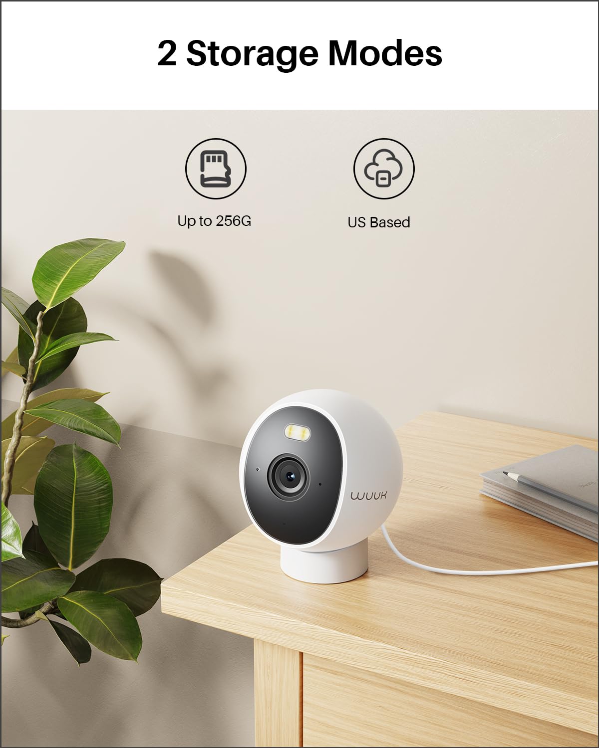 WUUK Security Camera, 4MP Indoor/Outdoor Wired Camera, Face Recognition, Color Night Vision, No Monthly Fee, Magnetic Mount, 2.4 GHz WiFi Only