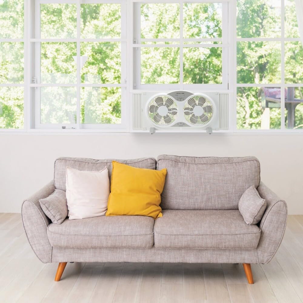 Do It Best FW23-8HS - Twin Window Fan - Lightweight Electric Windowfan for Air Circulation, 2 Speeds