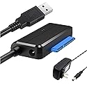 EYOOLD SATA to USB Cable USB 3.0 to 2.5 3.5 inch Hard Drive Adapter External Converter for SSD/HDD Data Transfer, with 12V/2A Power Supply, Support