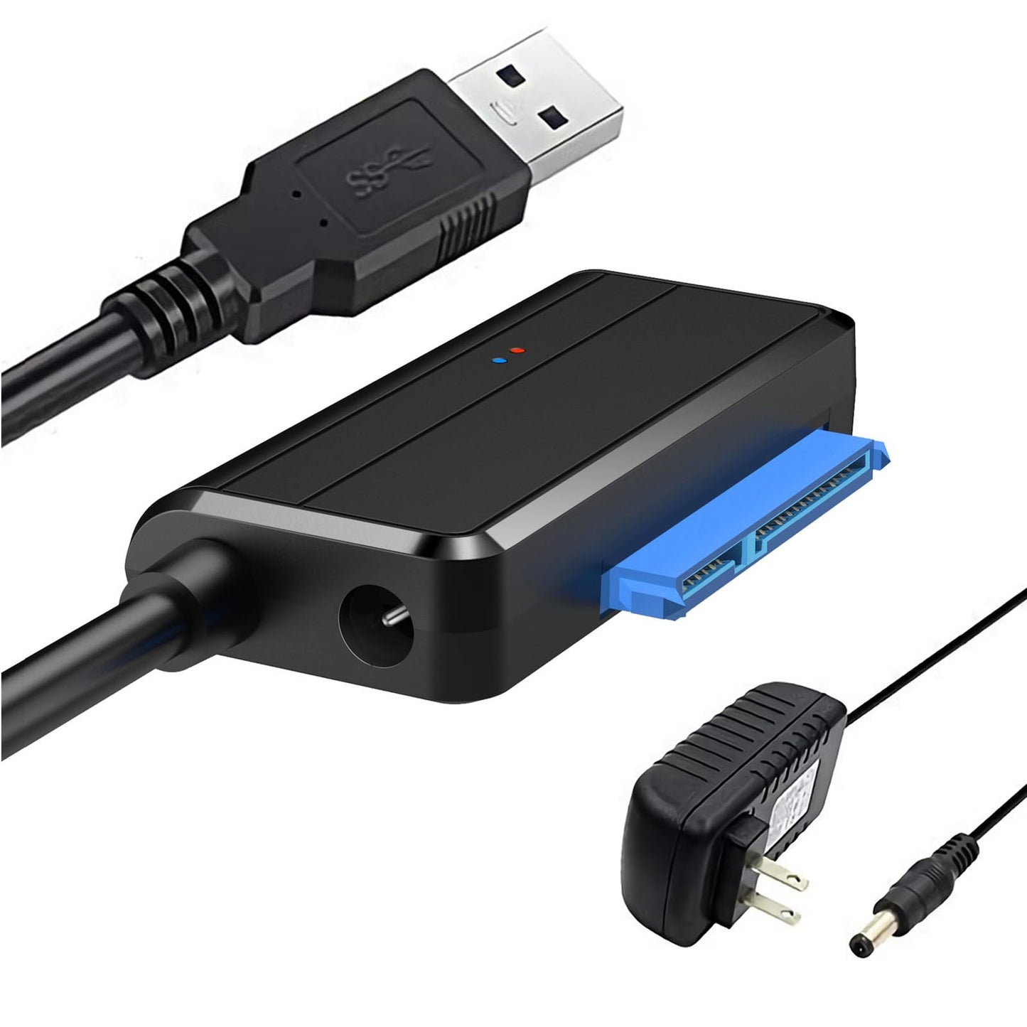 EYOOLD SATA to USB Cable USB 3.0 to 2.5 3.5 inch Hard Drive Adapter External Converter for SSD/HDD Data Transfer, with 12V/2A Power Supply, Support