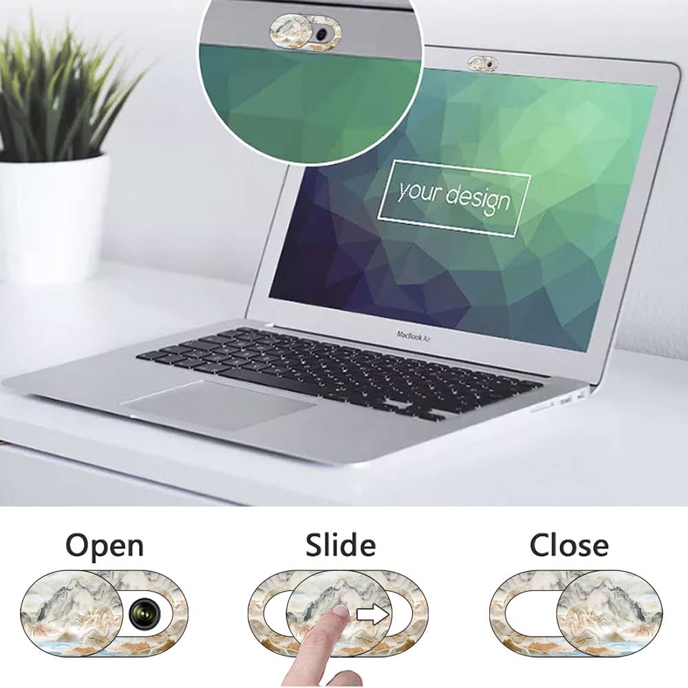 Marble Laptop Camera Cover Slide Cute 8 Pack, Webcam Cover Slide Phone Camera Cover, FadyRaye Ultra-Thin Computer Camera Cover Slide Blocker Fits Cell