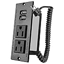 HUQUZN Drawer Outlet Kit with Two 15Amp AC Sockets & Two 20W USB-A Sockets, in-Drawer Outlet Charging Station for Bathroom Bedroom Livingroom Kitche