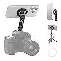 NEEWER Magnetic Phone Tripod Mount Compatible with MagSafe iPhone Samsung, Metal Adjustable Rotatable Cellphone Holder Adapter w/Cold Shoe for Tripod