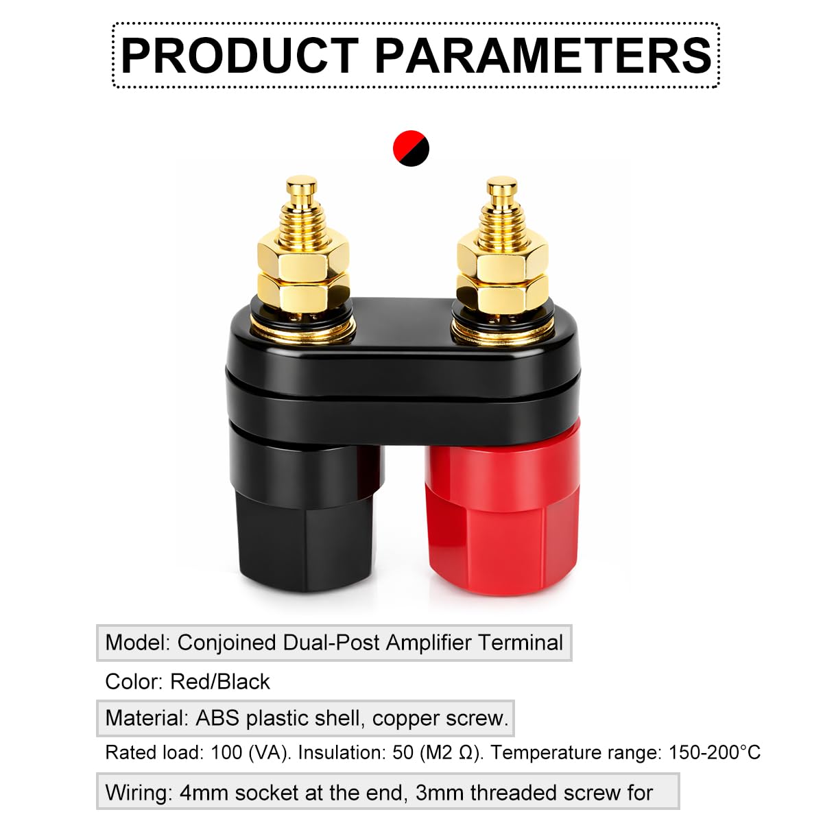 DIYhz 6Pcs M5 Banana Plug Terminal Connector, 4mm Double Banana Jack, 19mm Spacing Amplifier Speaker Terminal, Pure Copper Gold-Plated Audio Binding