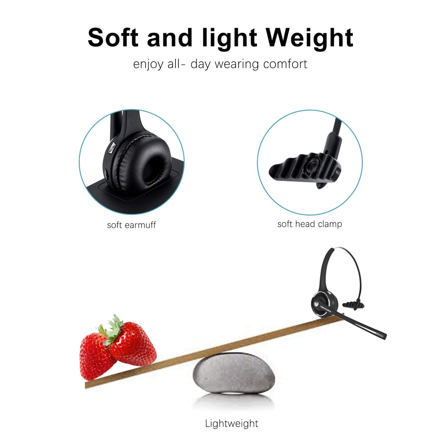 Trucker Bluetooth Headset Wireless Headset with Microphone Over The Head Headset with Noise Cancelling Sound On Ear Car Earphones Office Earpiece