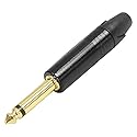 Seismic Audio SAPT242 2-Pole 1/4-Inch Male TS Phone Plug Cable Connector - Black with Gold Contacts