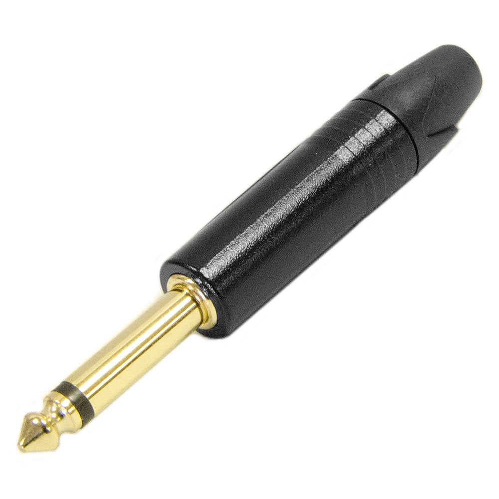 Seismic Audio SAPT242 2-Pole 1/4-Inch Male TS Phone Plug Cable Connector - Black with Gold Contacts