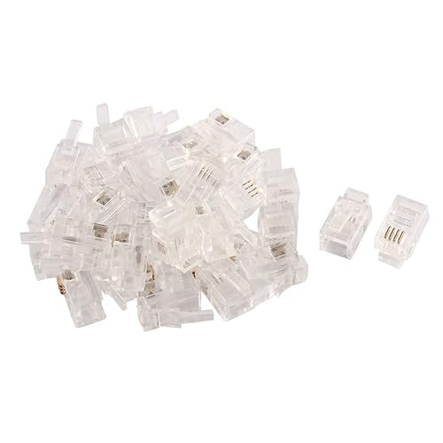 uxcell 30pcs RJ9 4P4C Modular Telephone Phone Jack Crimping Adapter Connector