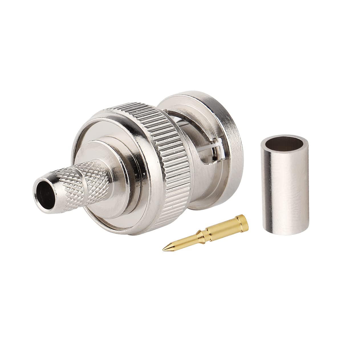 MOOKEERF 10 Pack BNC Male Crimp Connector 50 Ohm BNC Connectors for RG58 RG142 RG400 LMR195 KSR195 3D-FB Coax Cable