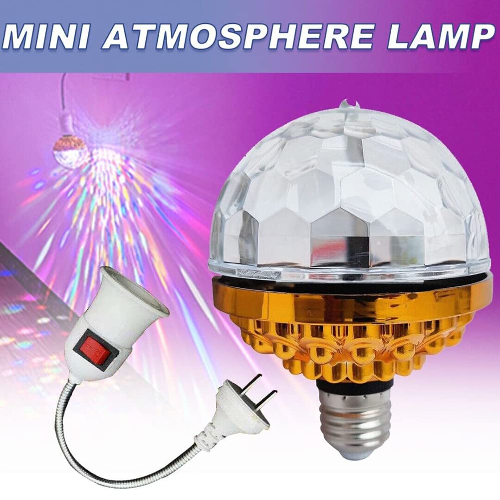 Faruxue Colorful Rotating Ball Light DJ Crystal RGB Party Light LED RGB Strobe Party Lamp Bulb Rotating Ball Light Bulb with Socket