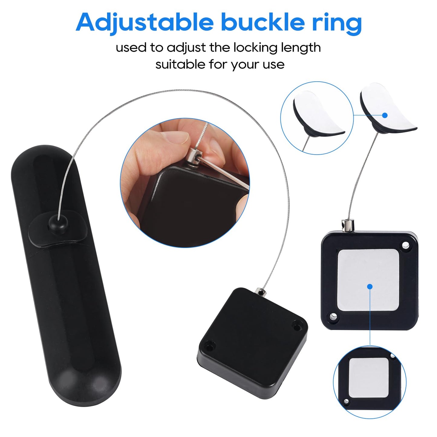 Retractable Remote Control Tether Lock: 6.5 ft Upgraded Pulling Force Security Lanyard Lock with Adjustable Cable Leash Length Clasp for TV Remote