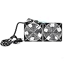 AEONS Quiet Wall Mount Cabinet Server Rack Roof 120mm Cooling Fan System - Cooling AV Home Theater Network 19” Rack Enclosure - Dual 2pc Kit Aluminum