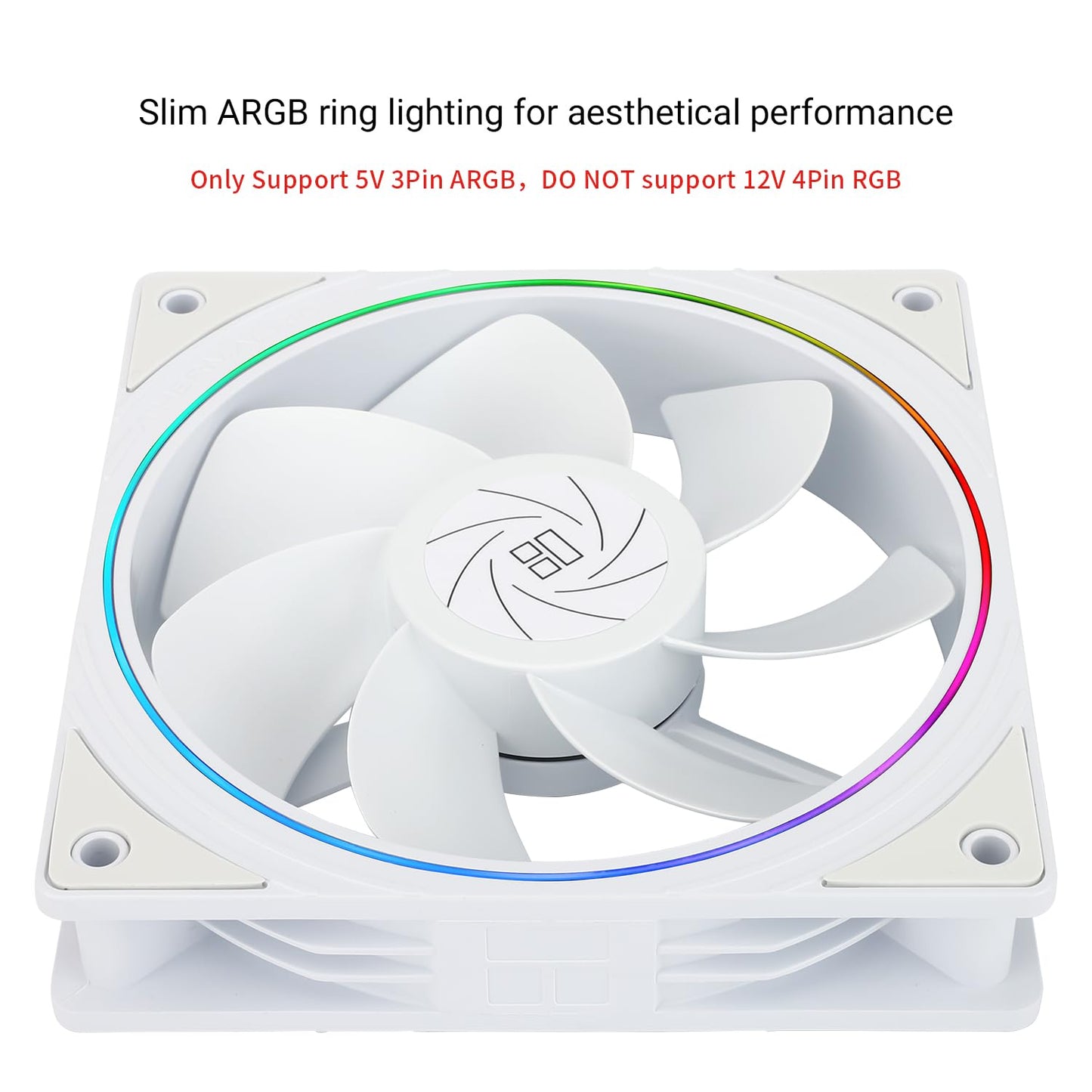 Thermalright TL-S12RW X3 CPU Fan, 120mm White Computer Cooler Fine Aperture ARGB Halo PC Fan,Reverse Airflow Design Chassis Cooling, 1500RPM