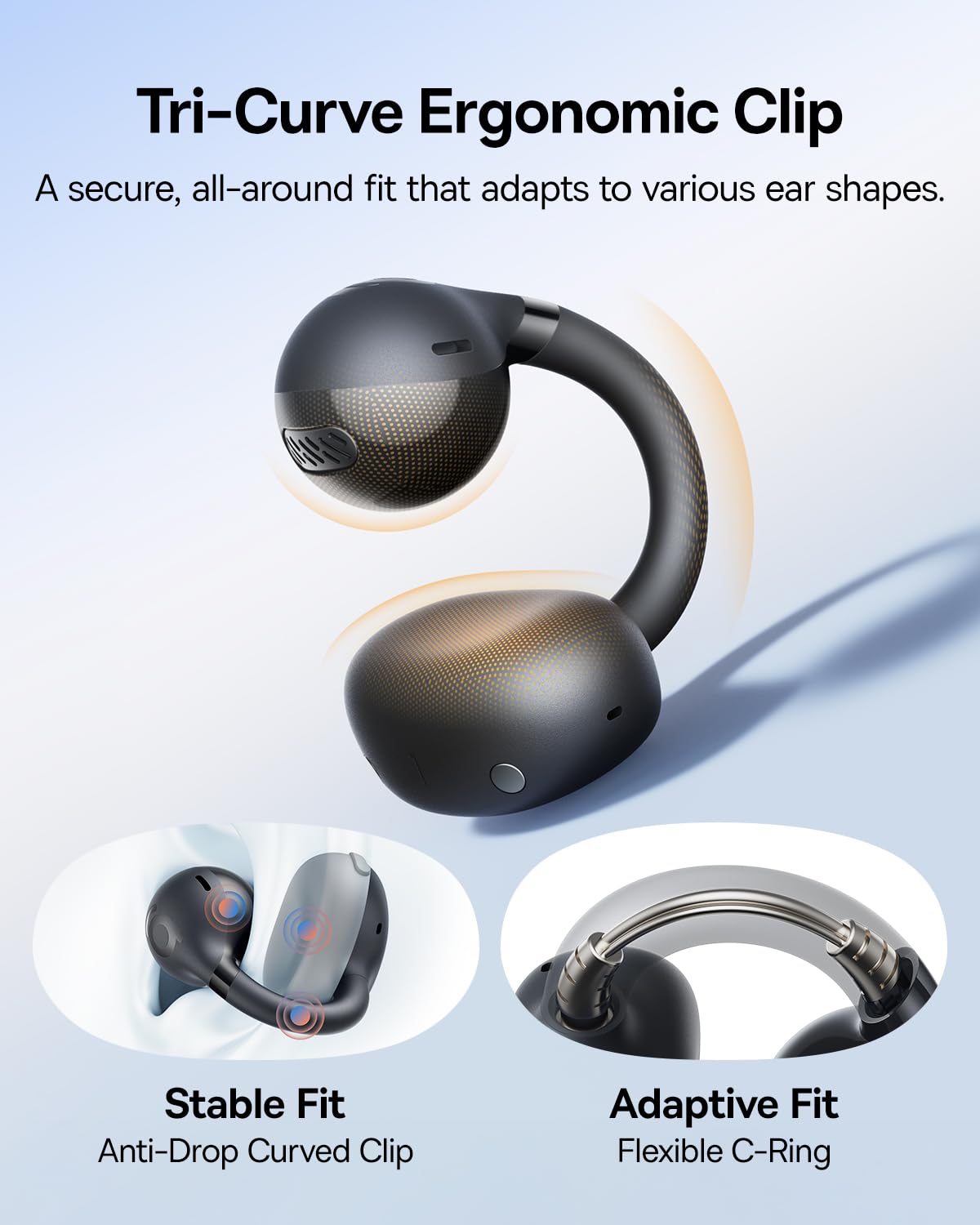 Baseus Bass BC1 Open Ear Earbuds Clip-On Headphones, Open-Ring Comfort with Tri-Curve Snug Clip, Powerful Sound with SuperBass, 4-Mic Clear Calls…