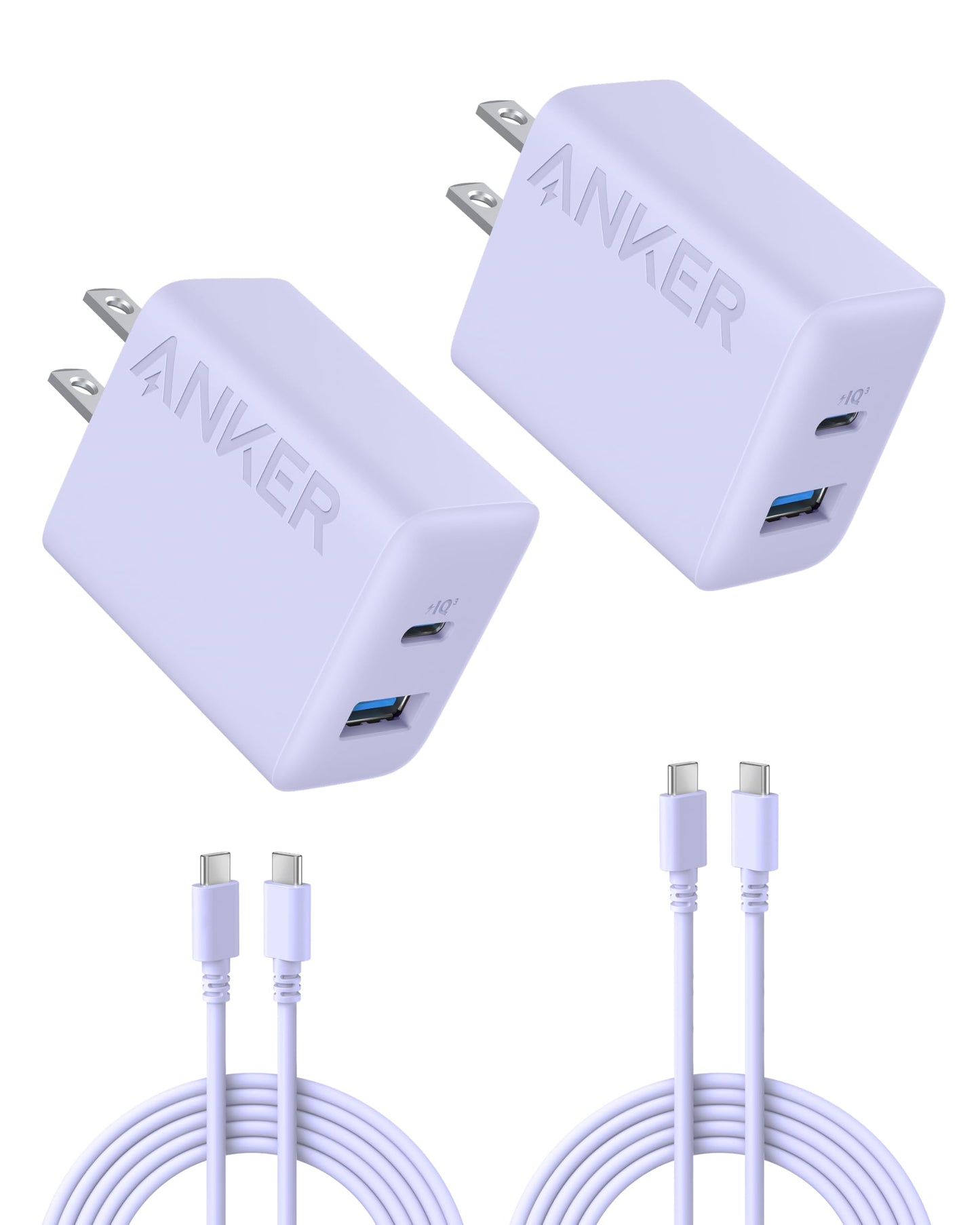 Anker iPhone Charger, 2-Pack 20W Fast USB C Charger Block, Type C Charger Fast Charging for iPhone 17/17 Pro Max/16 Series/iPad Pro and More (Purple