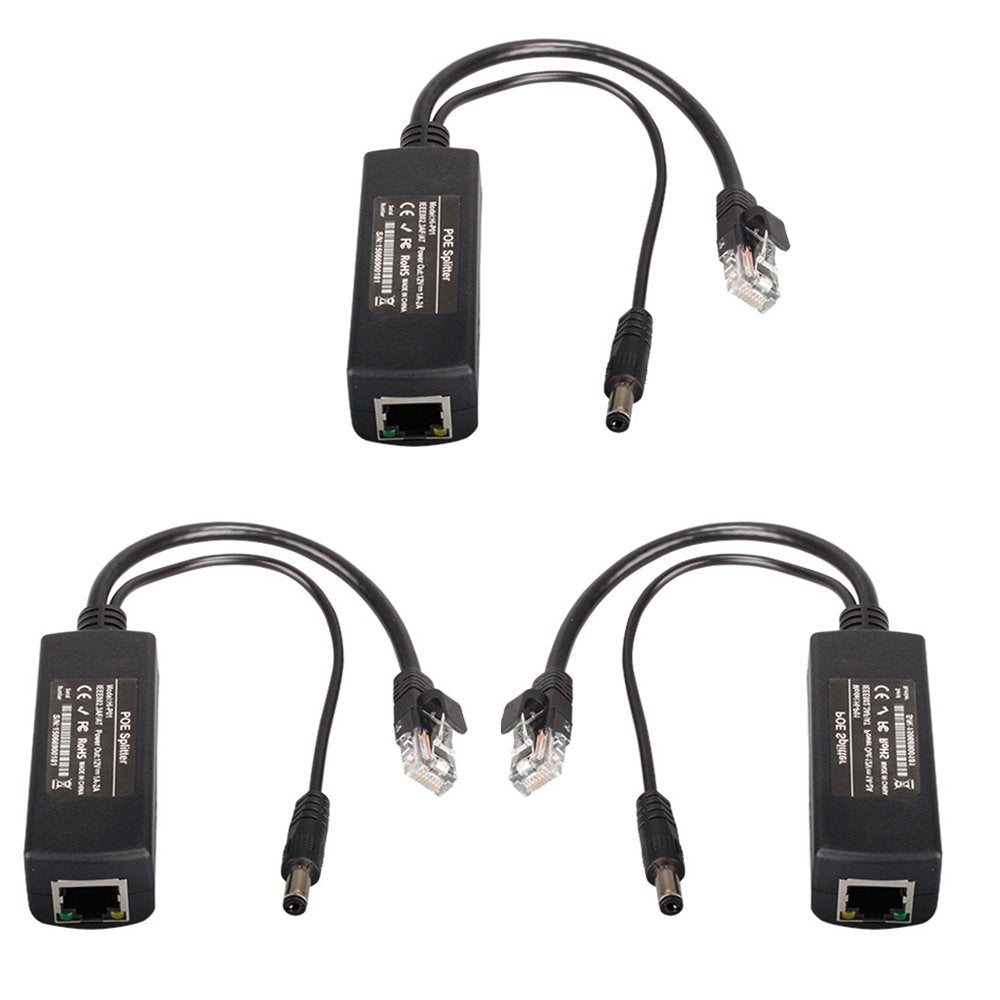 POE Splitter,COOSO Passive POE Splitter 24V to 12V Compatible with Most Non Switches POE and All Web Cameras 3packs