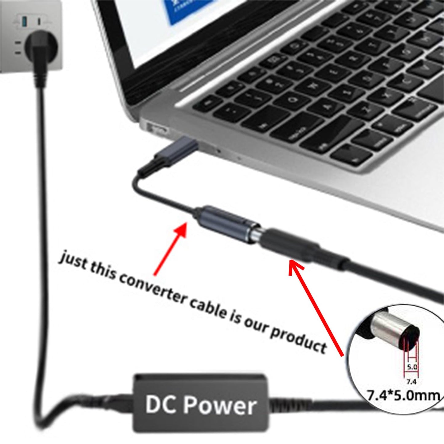 ISLOPU DC 7.4mm x 5.0mm Female Input to USB C PD Male Power Charging Cable,100W DC7450 to USB Type-C PD Output 5V/9V/20V Cable with PD Chip Inside,for