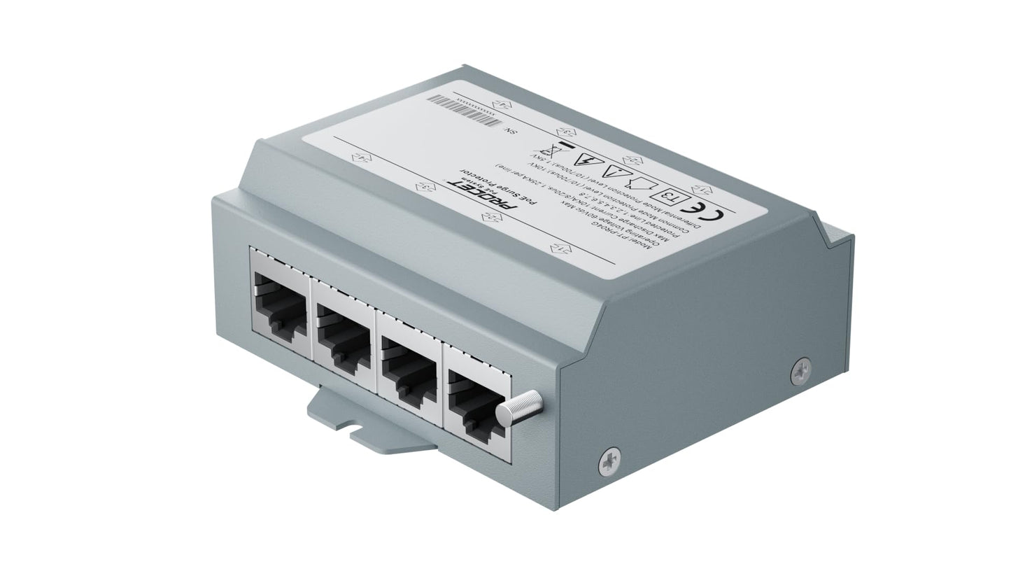 PROCET Ethernet Surge Protector Gigabit - 4 Pairs Port 20KV Industrial Lightning Arrestor for -40°F to 185°F, 120W/port PoE++ RJ45 Surge Protector
