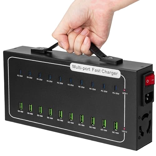 Brifara Fast USB Charging Station, 430W 20 Port (10 PD+10 QC) USB C Fast Charging Station for Multiple Devices, Power Charger Block with Intelligent