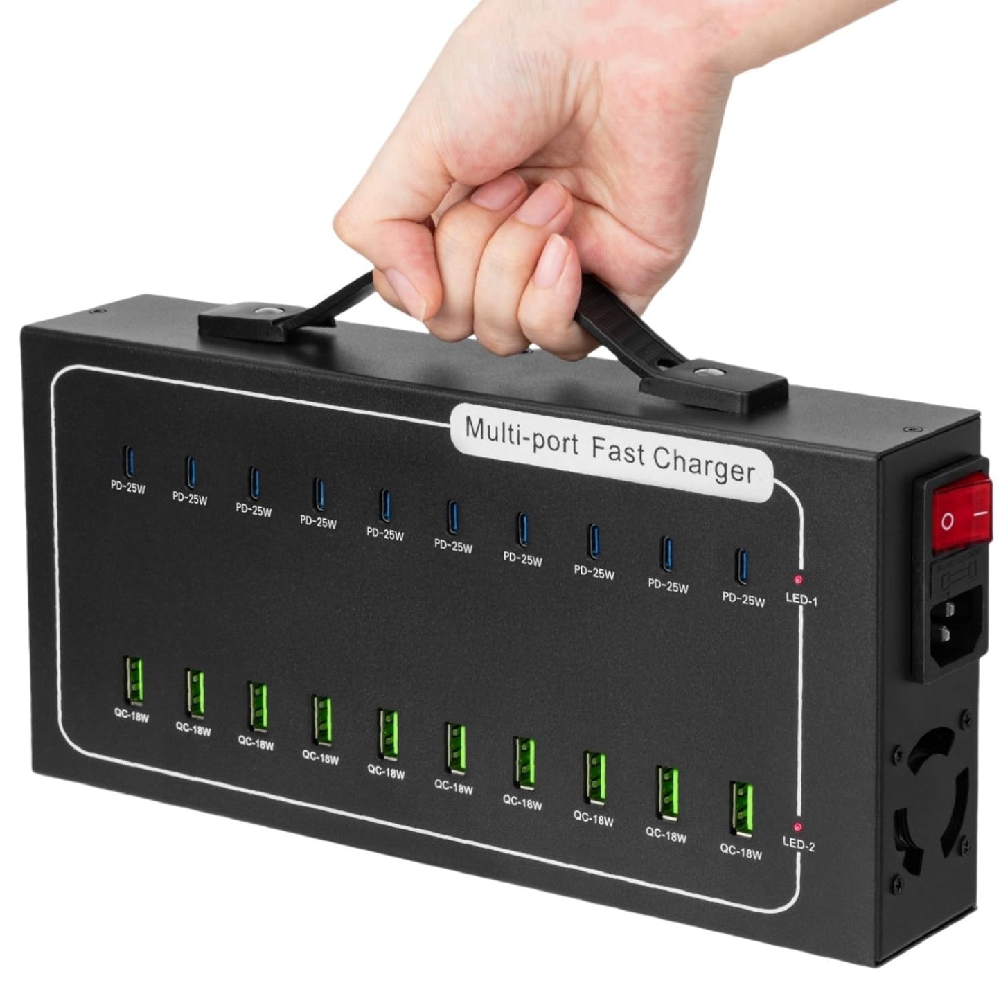 Brifara Fast USB Charging Station, 430W 20 Port (10 PD+10 QC) USB C Fast Charging Station for Multiple Devices, Power Charger Block with Intelligent