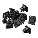 bnafes Audio XLR Female Jack Panel Mount Socket 12 Pcs Black Silver Tone
