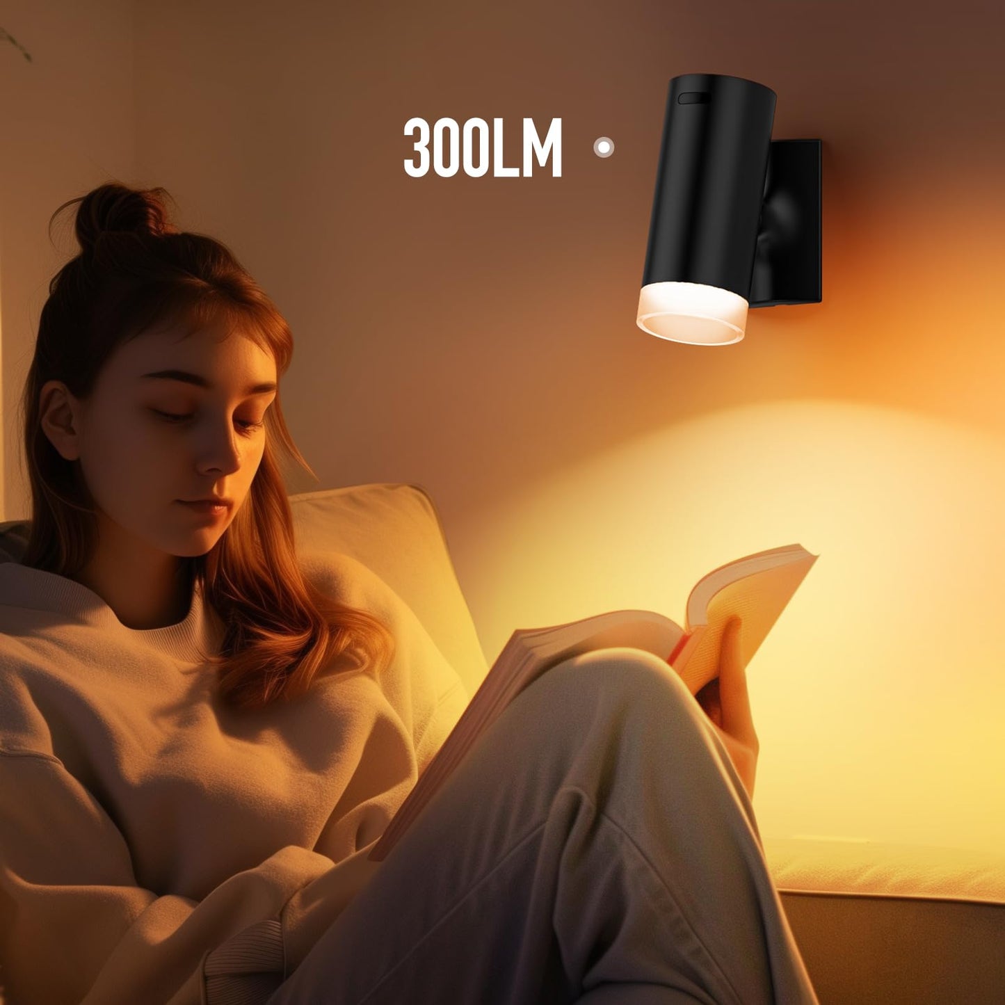 Afyuol Battery Operated Wall Sconce CCT Dimmable Wireless Reading Light, Rechargeable LED Wall Light with Magnet Ball, Picture Wall Light Decor