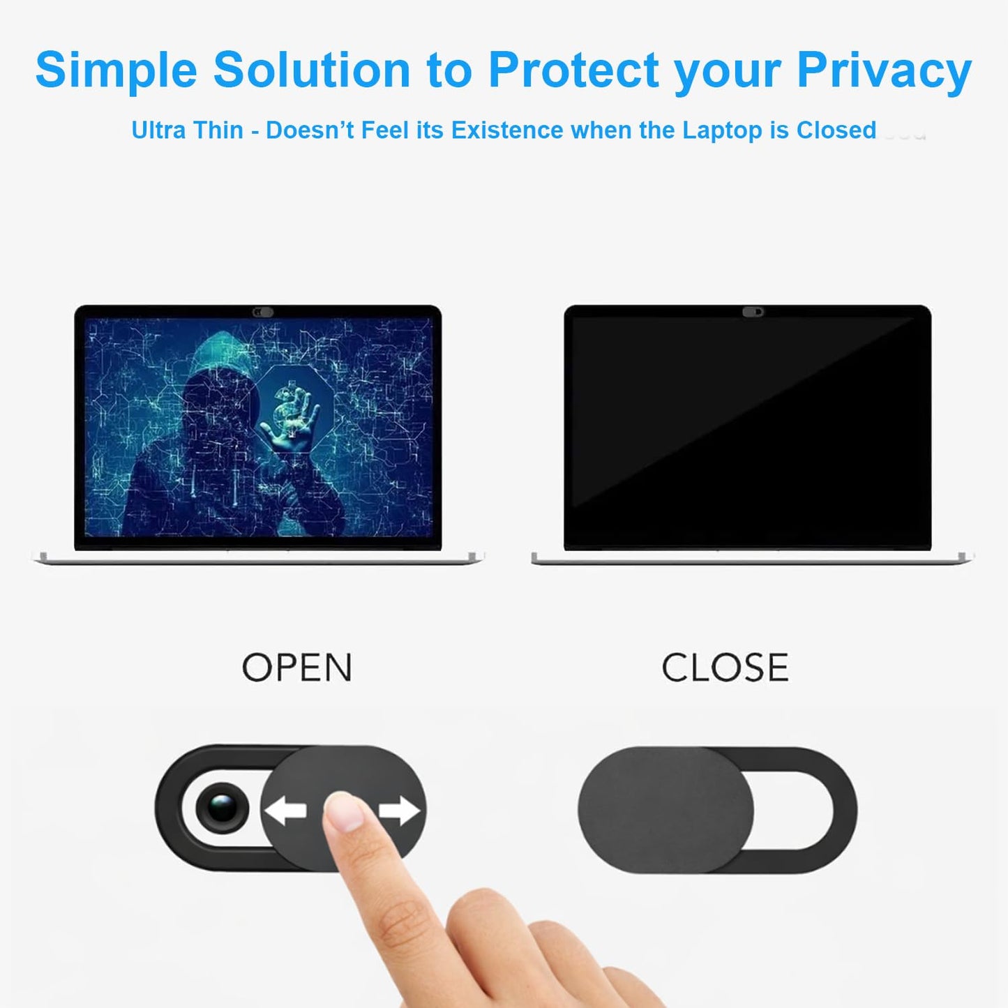 California JOS 9 Pack(3 Large + 3 Medium + 3 Small) 0.03 inch Ultra Thin Webcam Cover Slide Camera Blocker Protect Your Privacy Security for MacBook