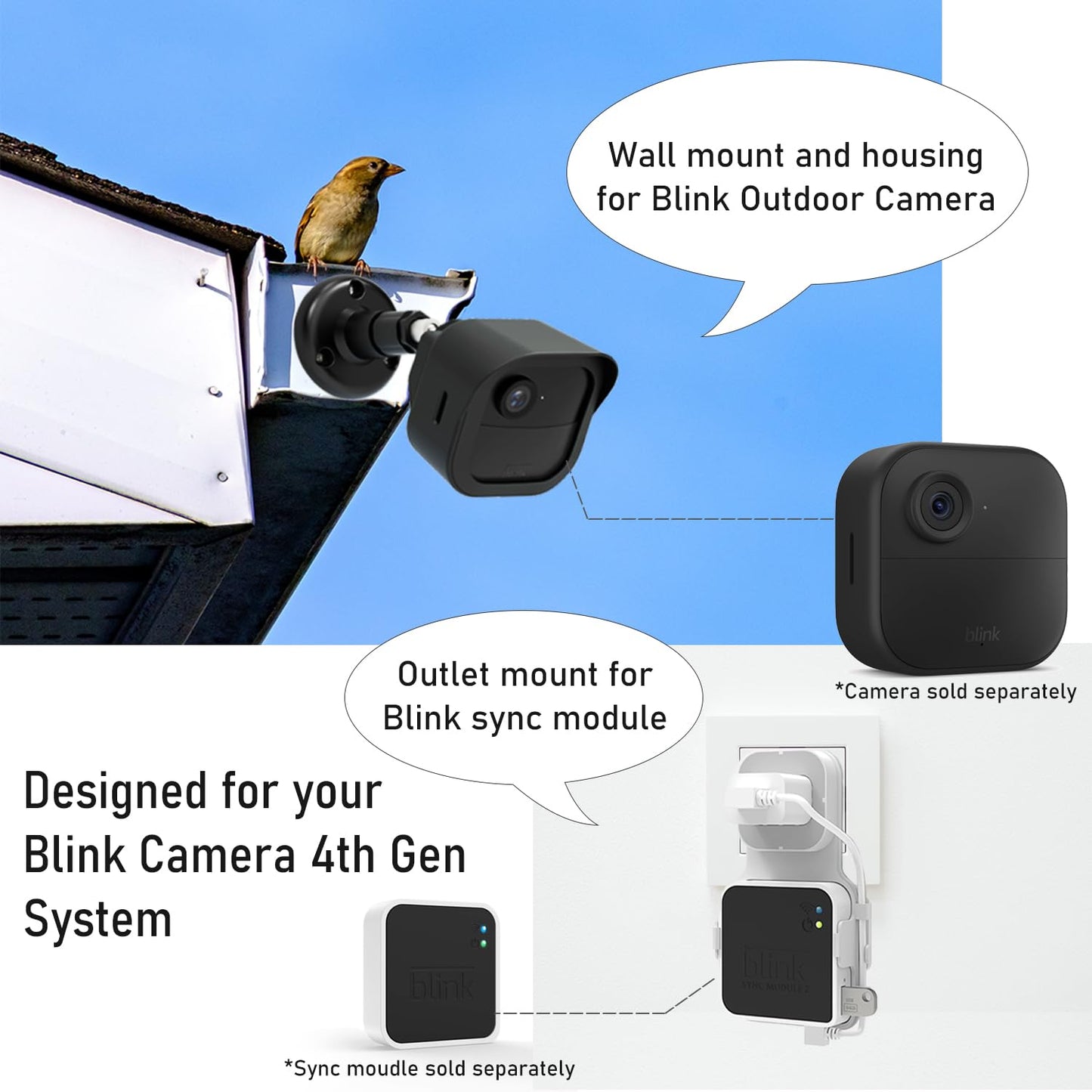 Averfeel Blink Outdoor Camera Mount - Protective Housing and 360 Degree Adjustable Mount for Blink Outdoor 4th Gen Surveillance Camera (5Pack)