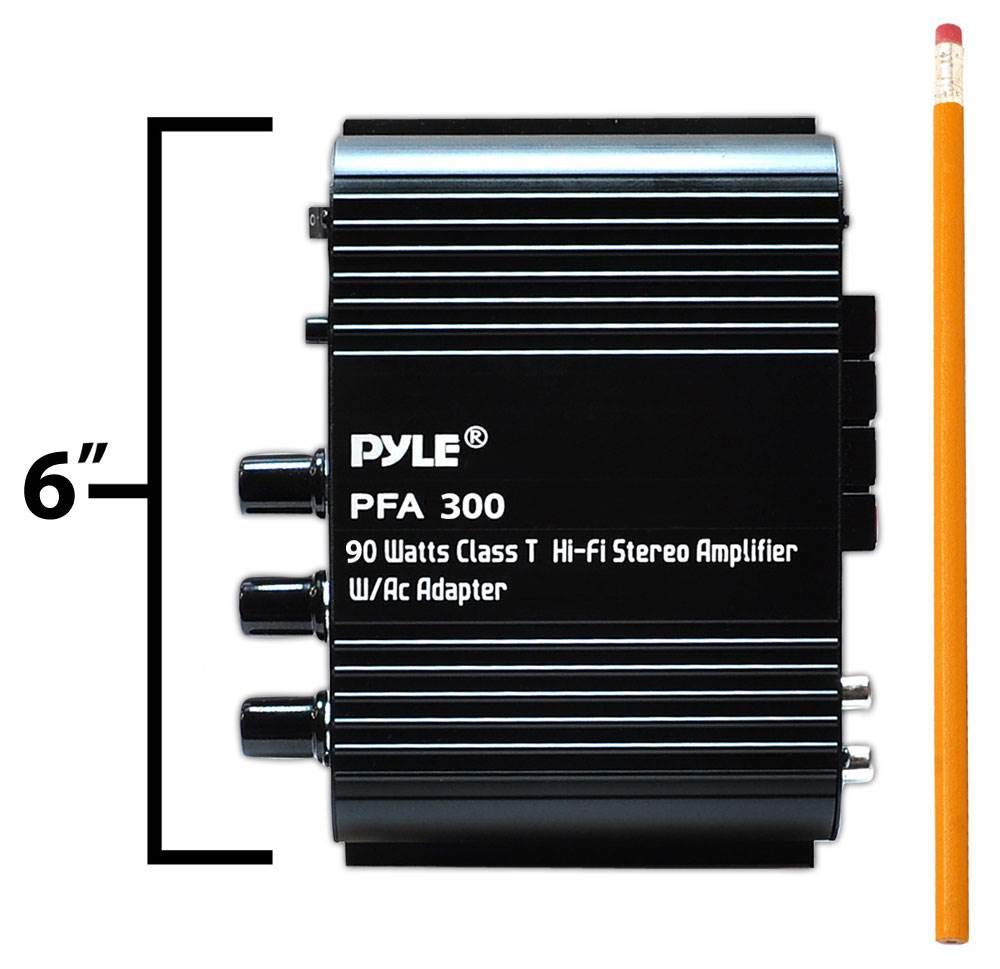 Pyle Power Home HiFi Stereo Amplifier - 90 Watt Portable Dual Channel Surround Sound Audio Receiver w/ 12V Adapter - For Subwoofer Speaker, MP3, iPad