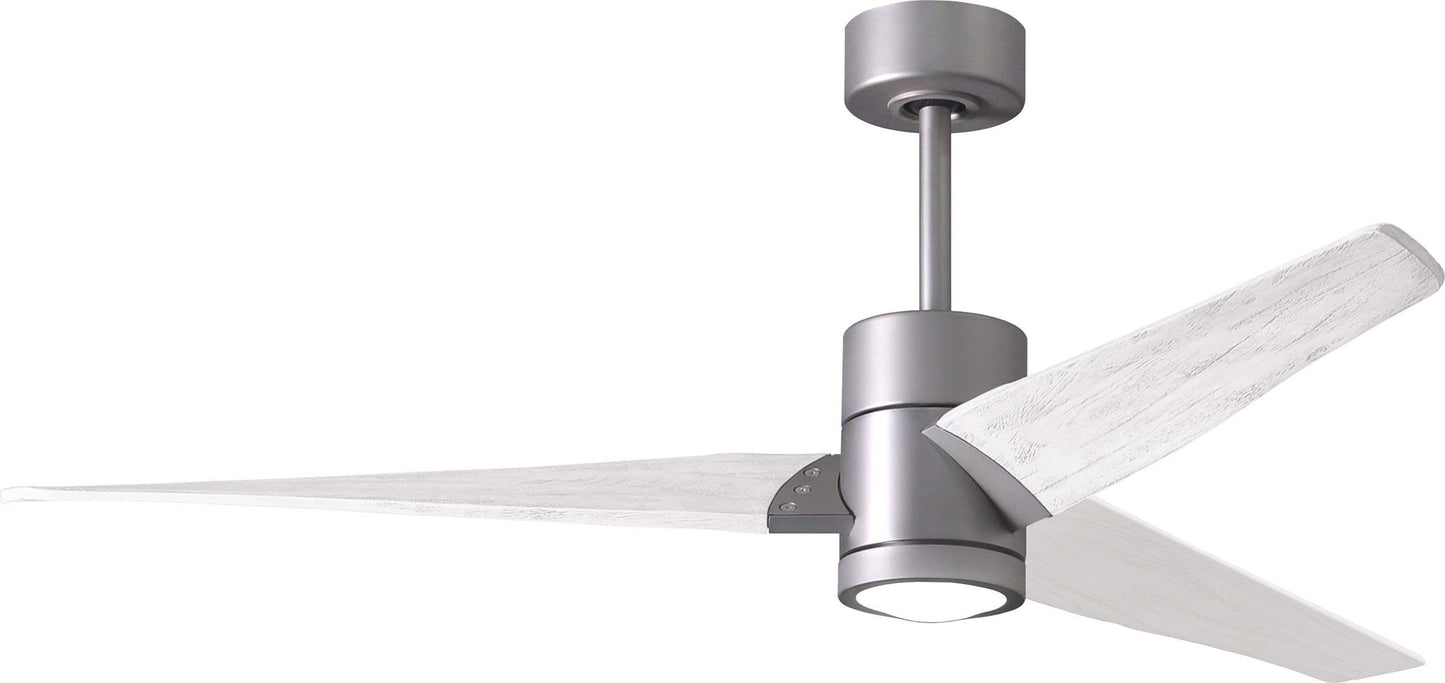 Matthews SJ-BN-MWH-60 Super Janet Damp Rated 60" Ceiling Fan with LED Light and Remote & Wall Control, Silent DC Motor, 3 Wood Blades, Brushed Nickel