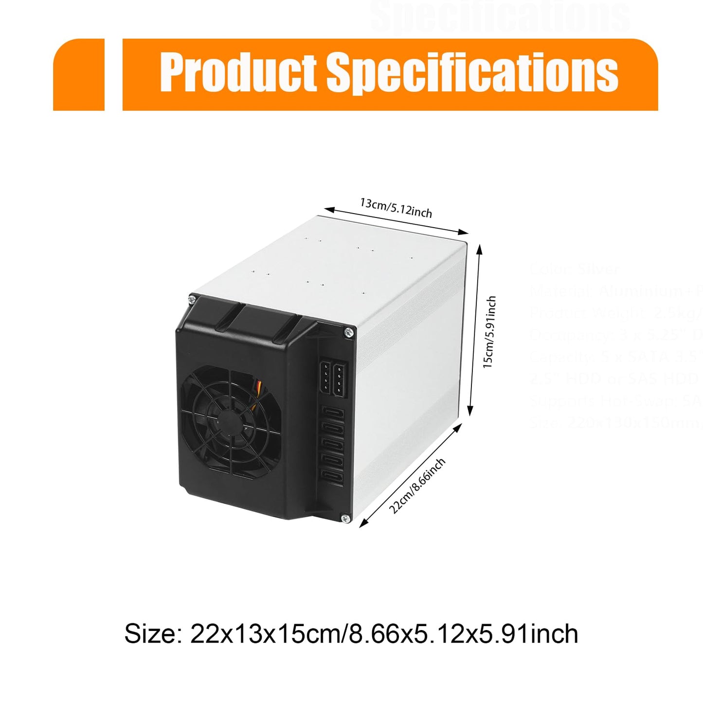5 Bay Mobile Rack Backplane, 5x2.5”/3.5” SATA/SAS Hard Drive Backplane HDD Hotswap Cage, Multi Purpose HDD Enclosure Hot Swap Cage for Hot-Swap
