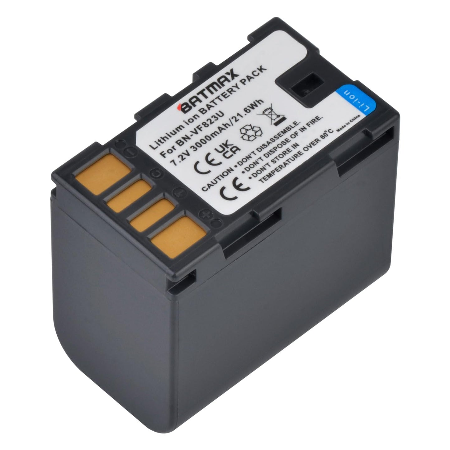 Batmax 2Pcs 3000mAh BN-VF823 Battery + Quick LED USB Charger with Type C Port for JVC BN-VF823 BN-VF823U Everio GZ-MG130 148 150 155 175 255 2GZ-HD7